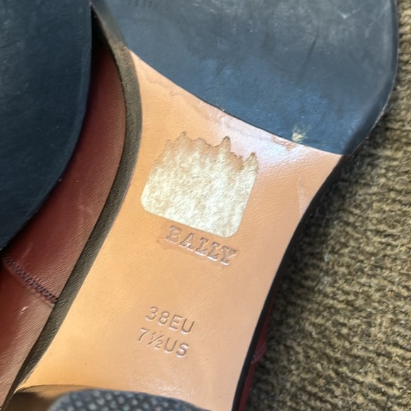 Bally Flory Brown Block Heel Leather Square Toe Vintage Pumps Size US 7.5 EU 38 - Picture 9 of 13